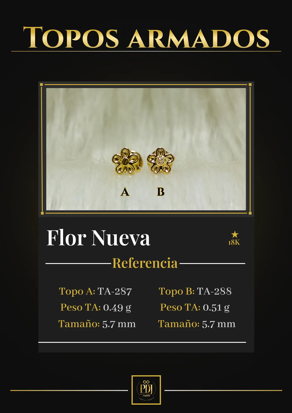 Póster de Flor Nueva en oro 18K — TA-287, TA-288