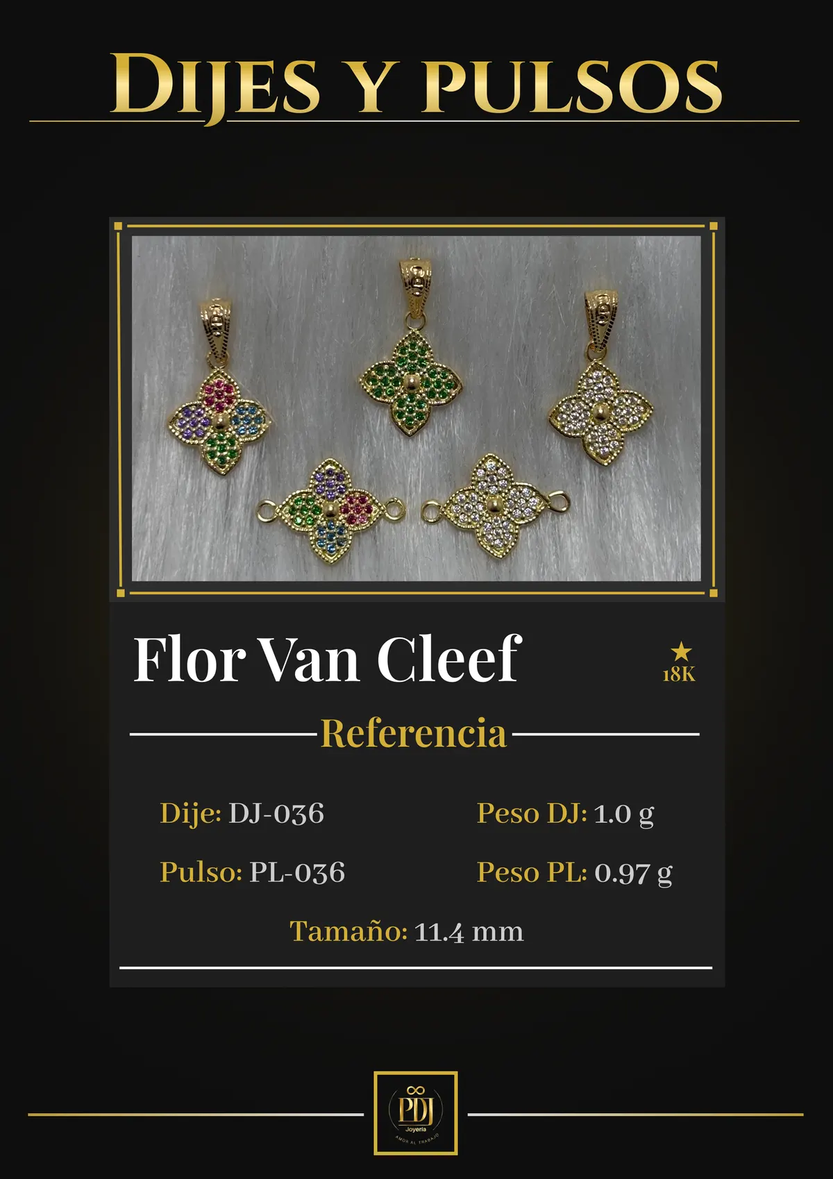 Póster de Flor Van Cleef en oro 18K — DJ-036, PL-036