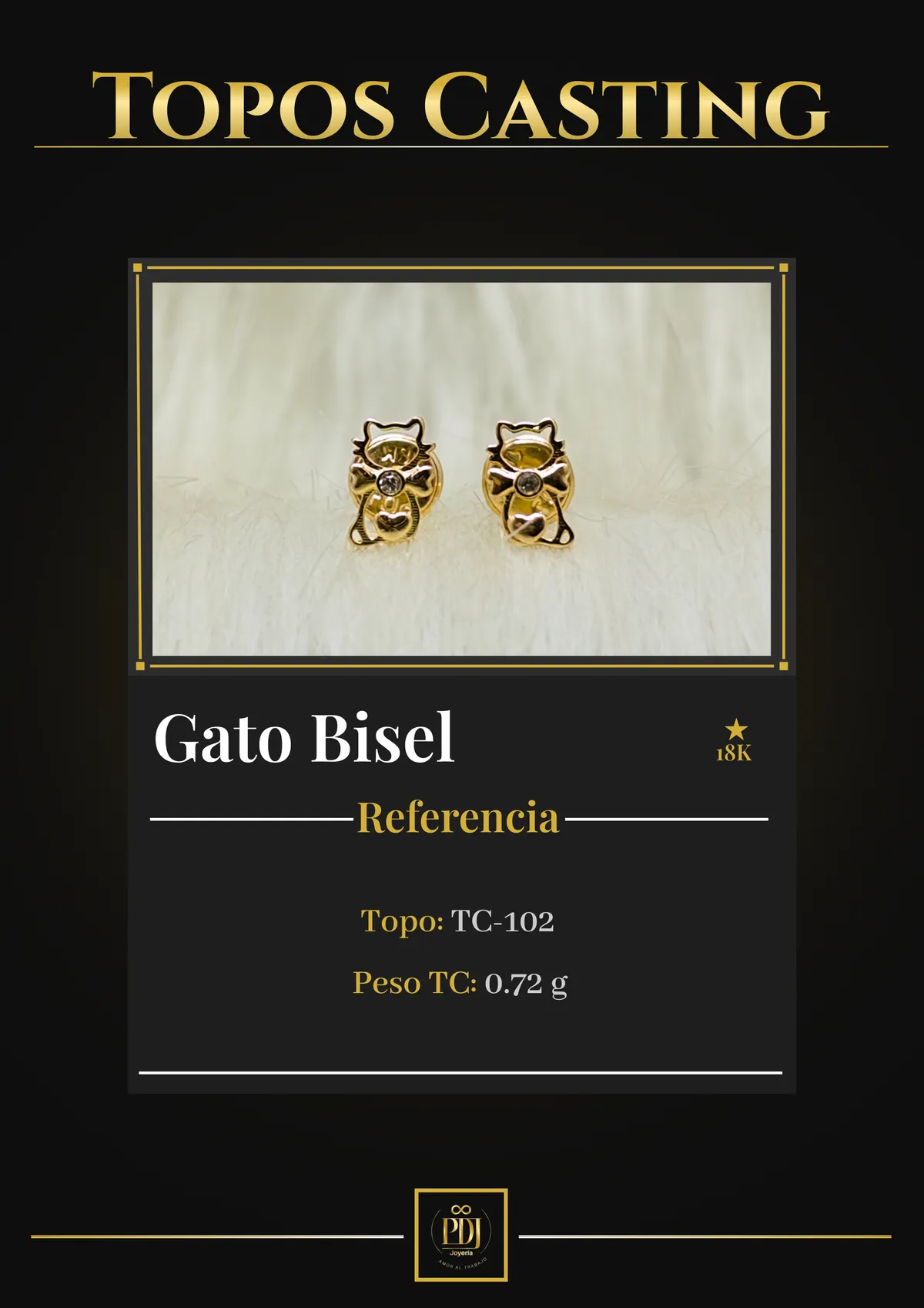 Póster de Gato Bisel en oro 18K — TC-102