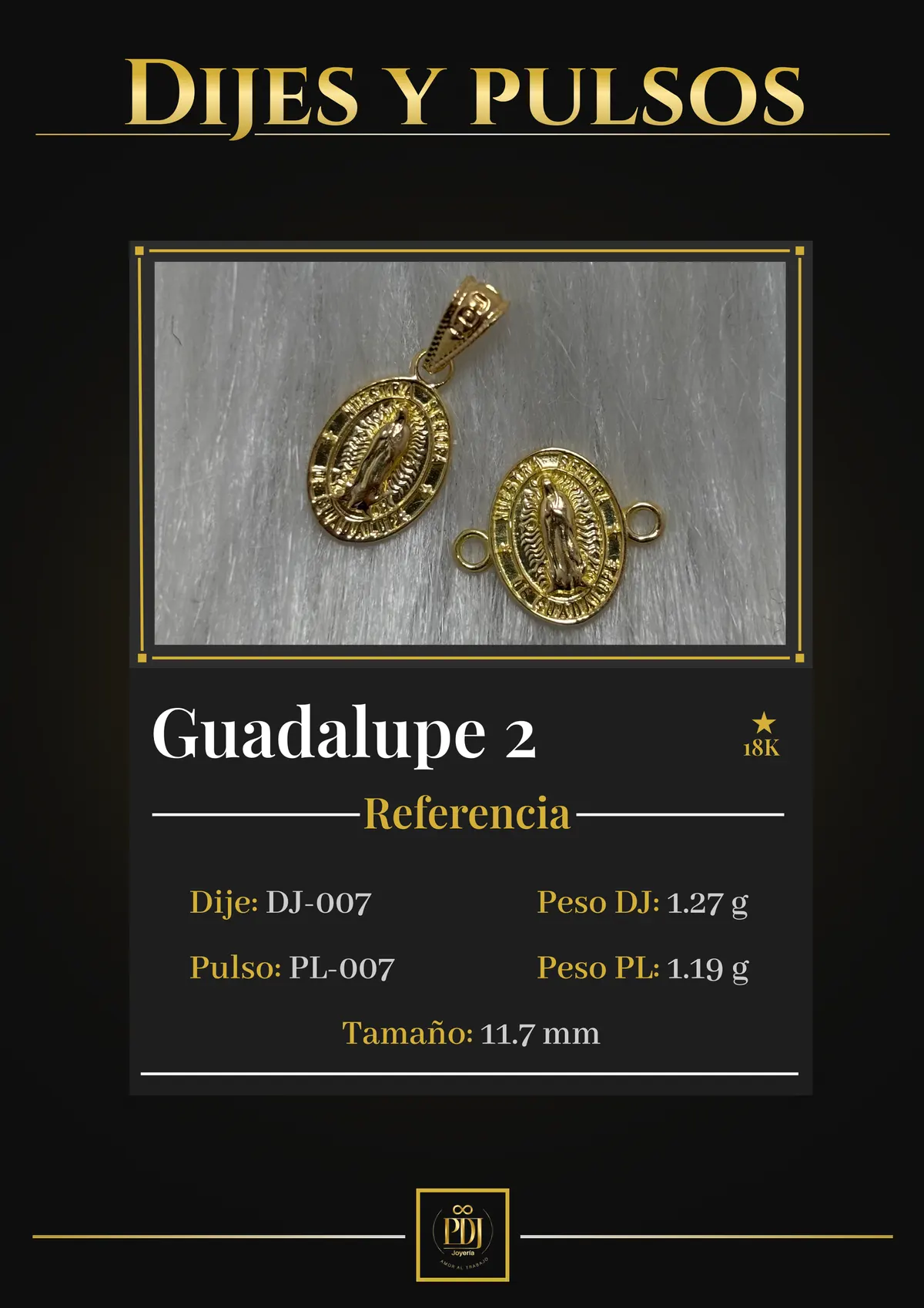Póster de Guadalupe 2 en oro 18K — DJ-007, PL-007