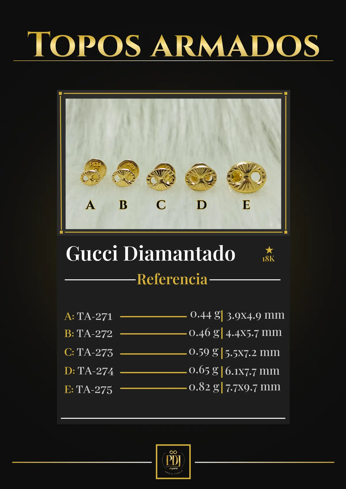 Póster de Gucci Diamantado en oro 18K — TA-271, TA-272, TA-273, TA-274, TA-275