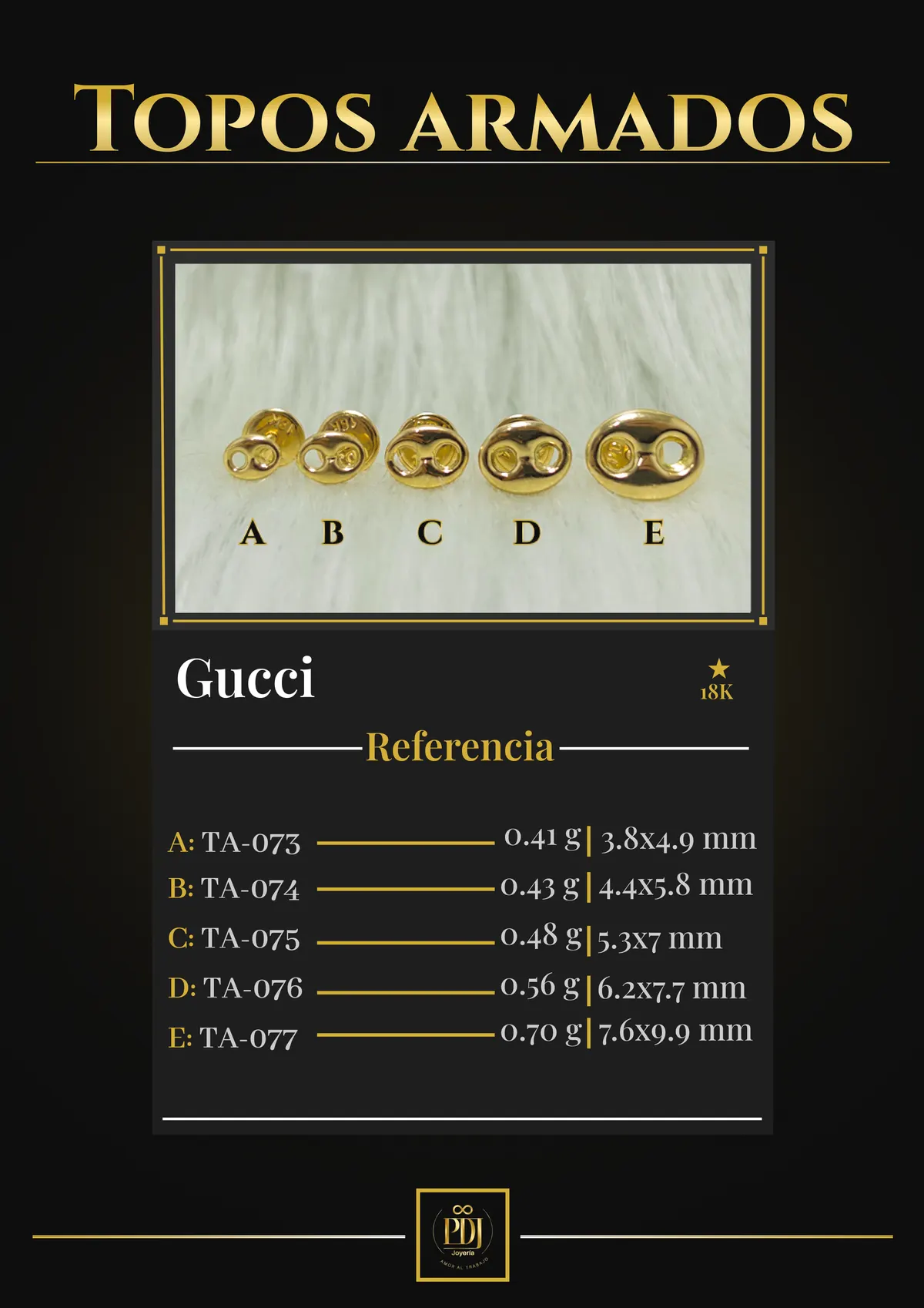 Póster de Gucci en oro 18K — TA-073, TA-074, TA-075, TA-076, TA-077