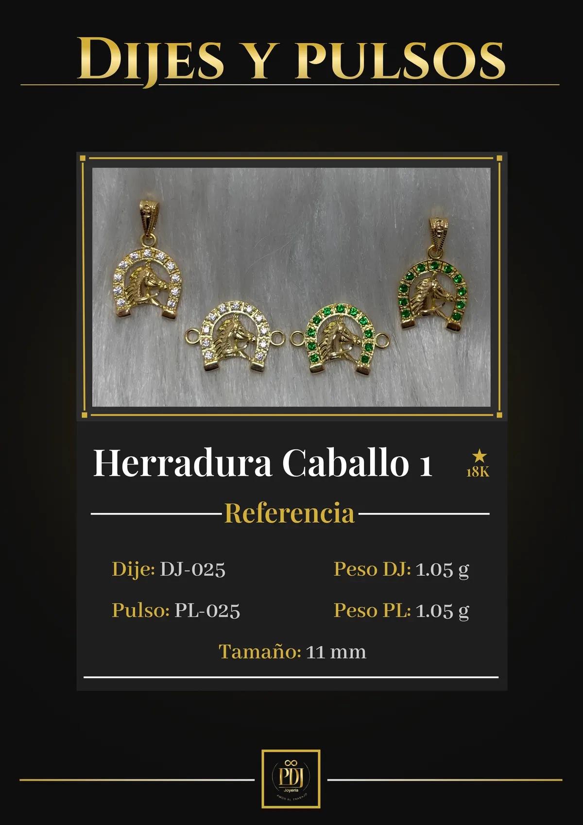Póster de Herradura Caballo 1 en oro 18K — DJ-025, PL-025