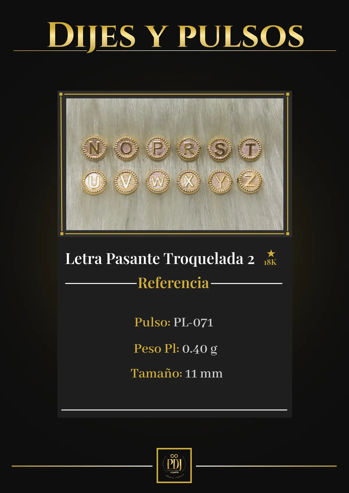 Póster de Letra Pasante Troquelada 2 en oro 18K — PL-071