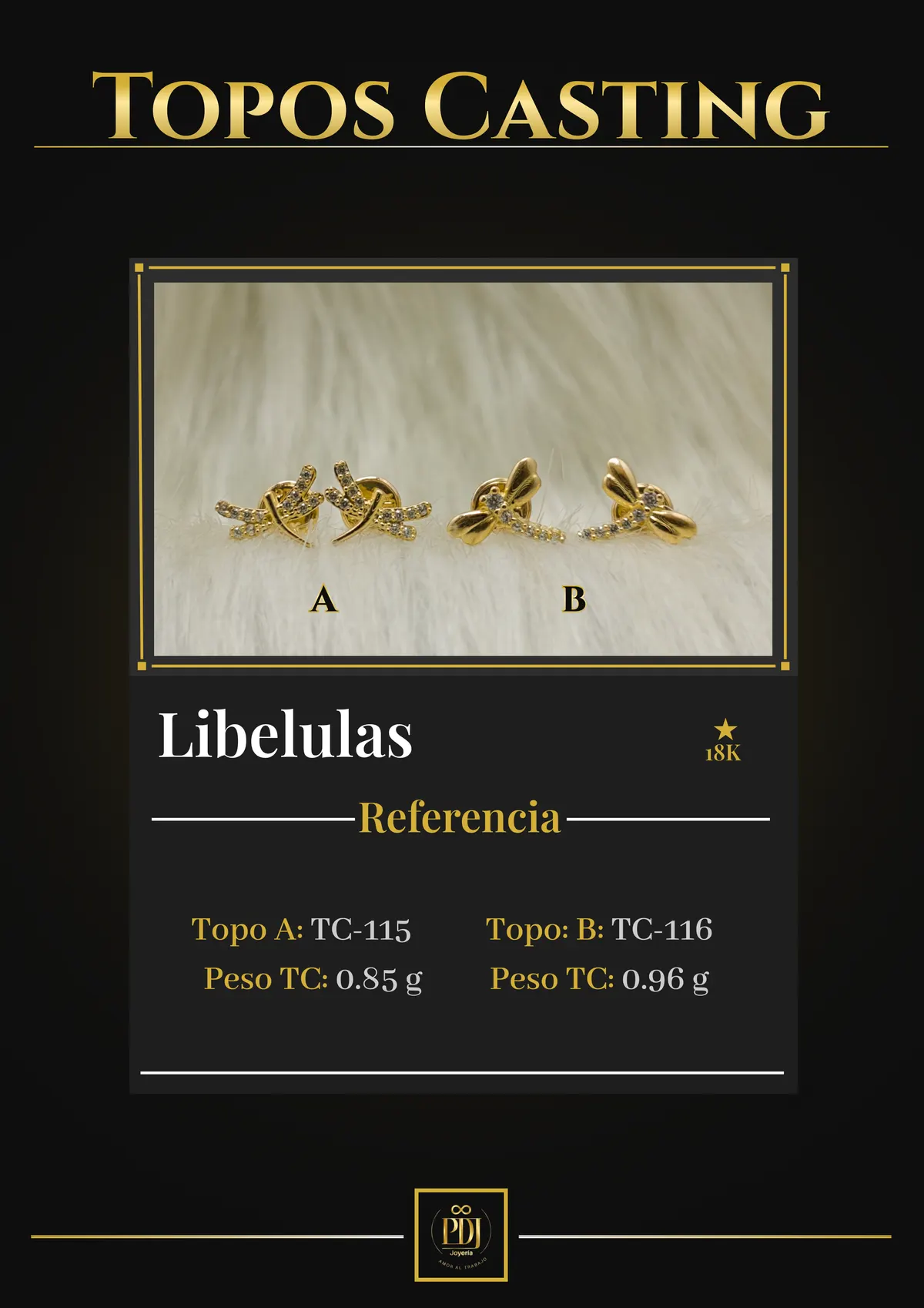 Póster de Libelulas en oro 18K — TC-115, TC-116