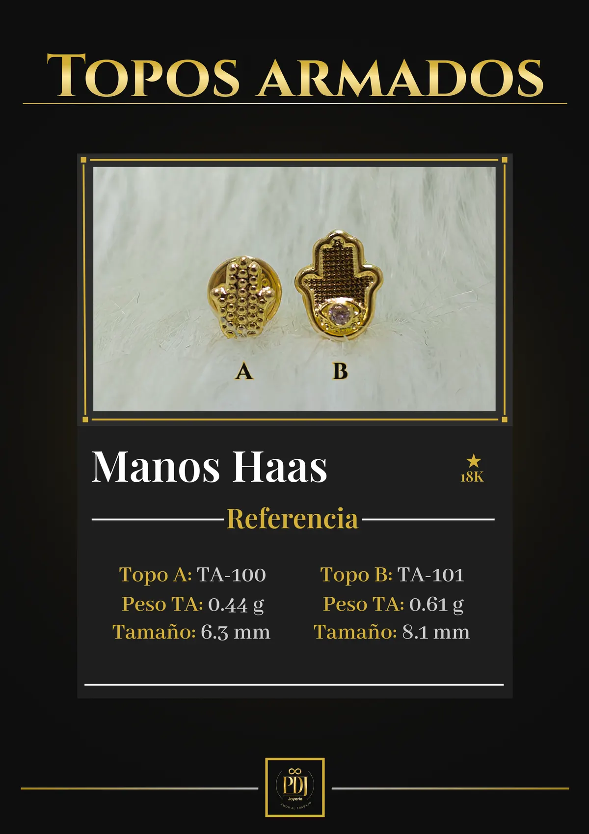 Póster de Manos Haas en oro 18K — TA-100, TA-101