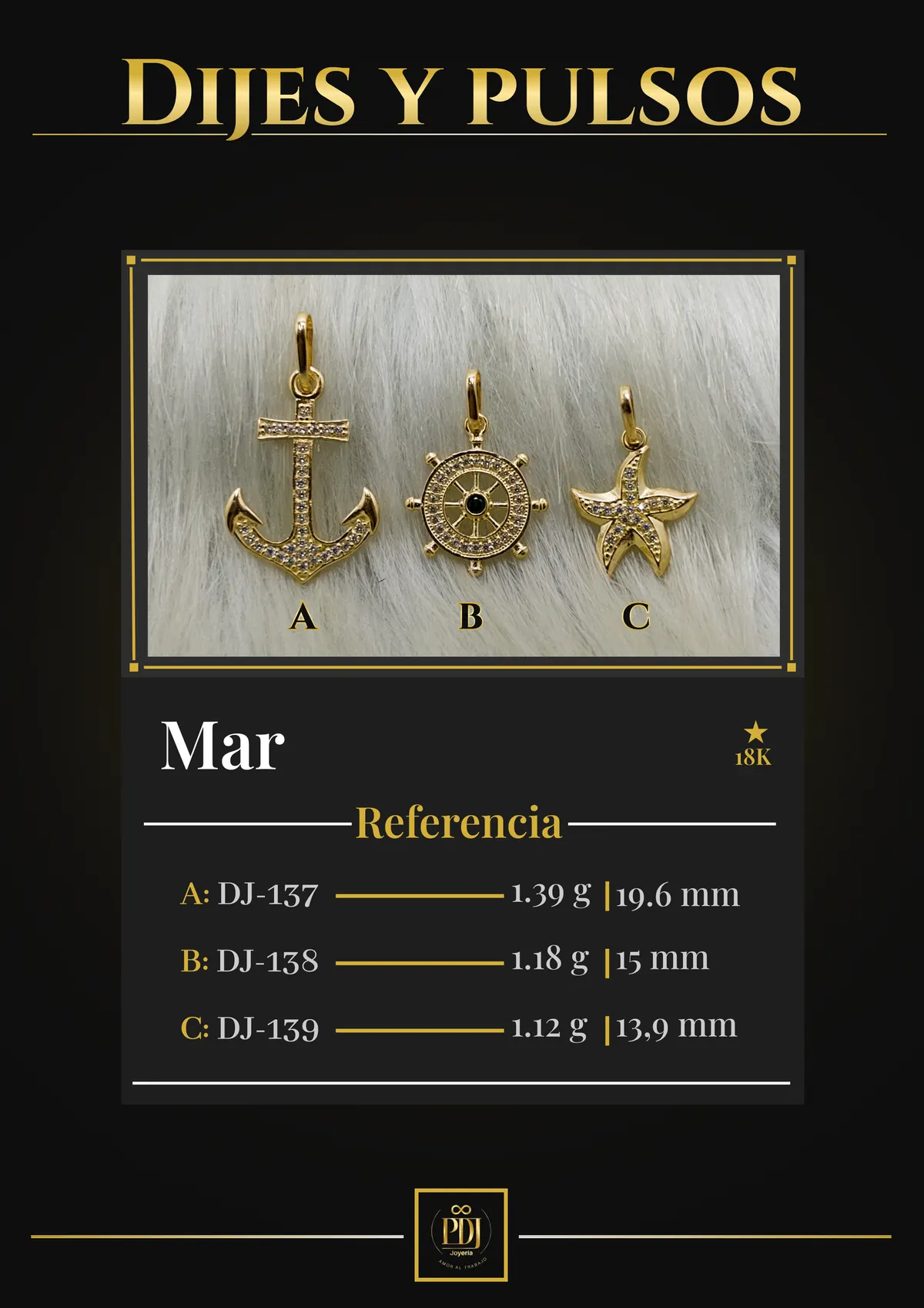 Póster de Mar en oro 18K — DJ-137, DJ-138, DJ-139