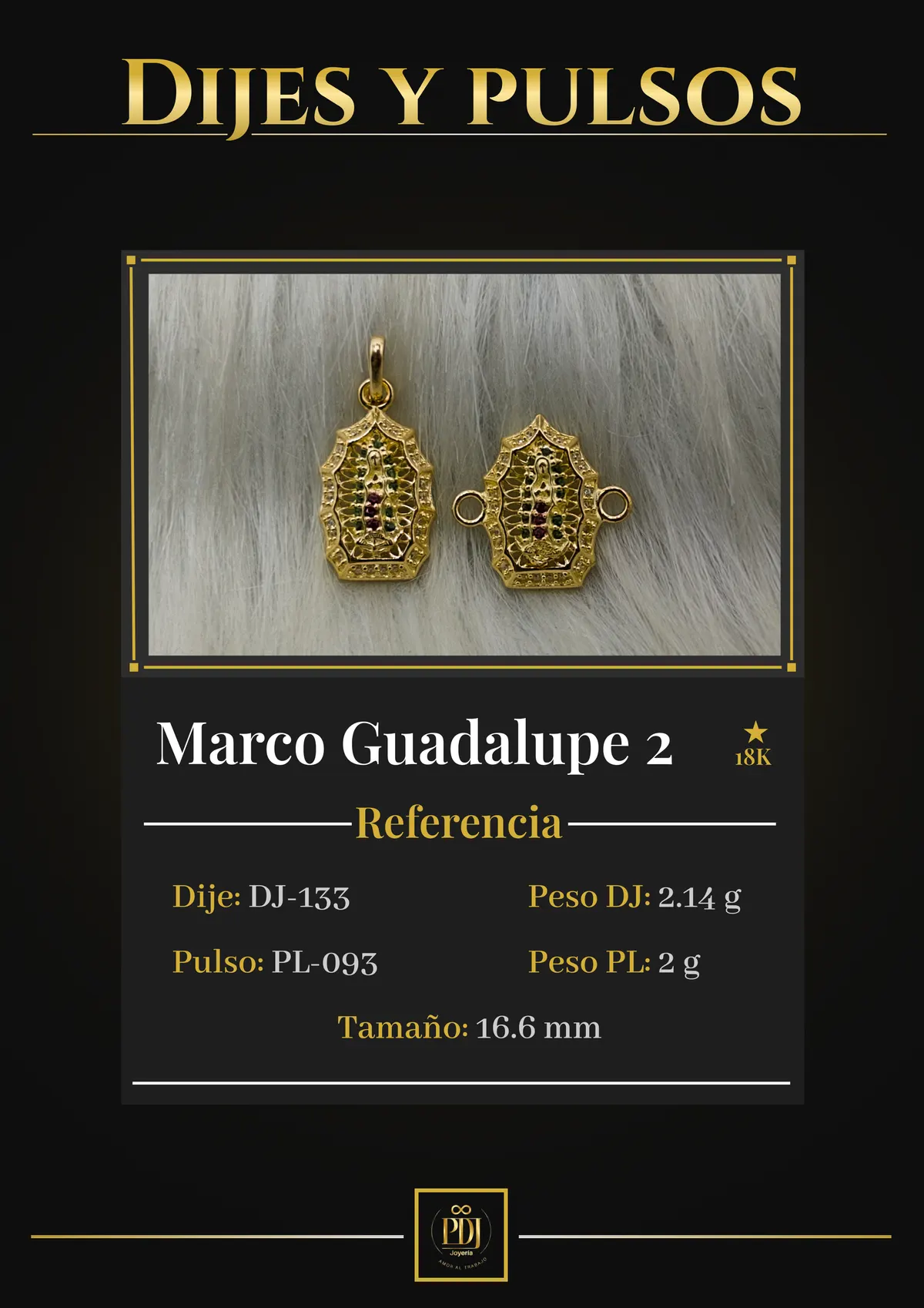 Póster de Marco Guadalupe 2 en oro 18K — DJ-133, PL-093