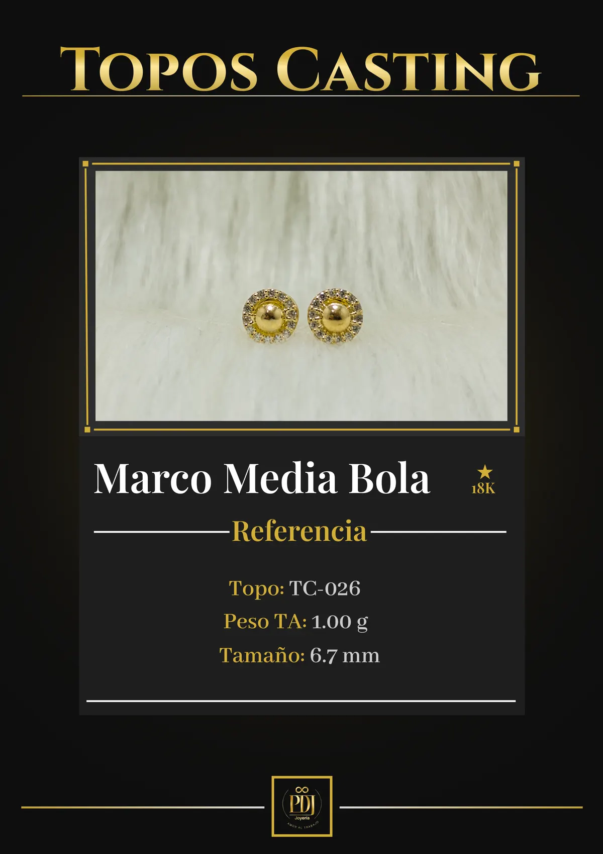 Póster de Marco Media Bola en oro 18K — TC-026