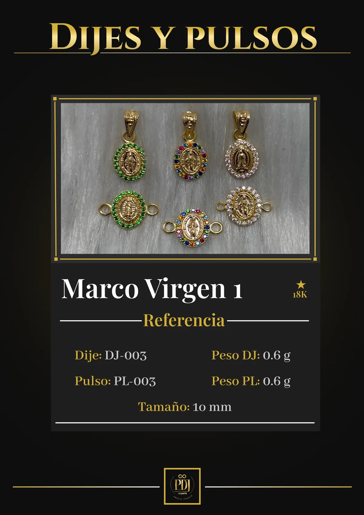 Póster de Marco Virgen 1 en oro 18K — DJ-003, PL-003