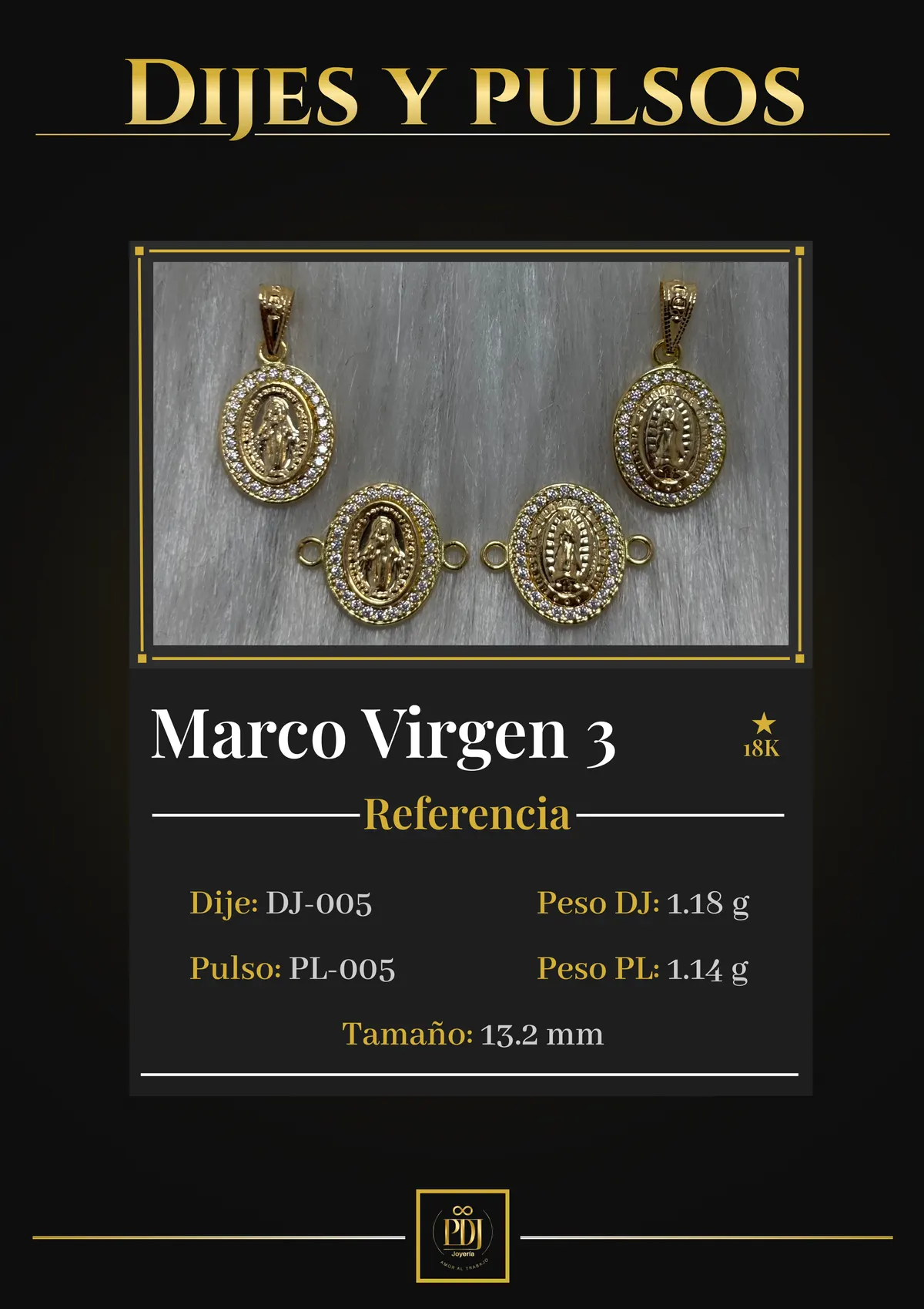 Póster de Marco Virgen 3 en oro 18K — DJ-005, PL-005