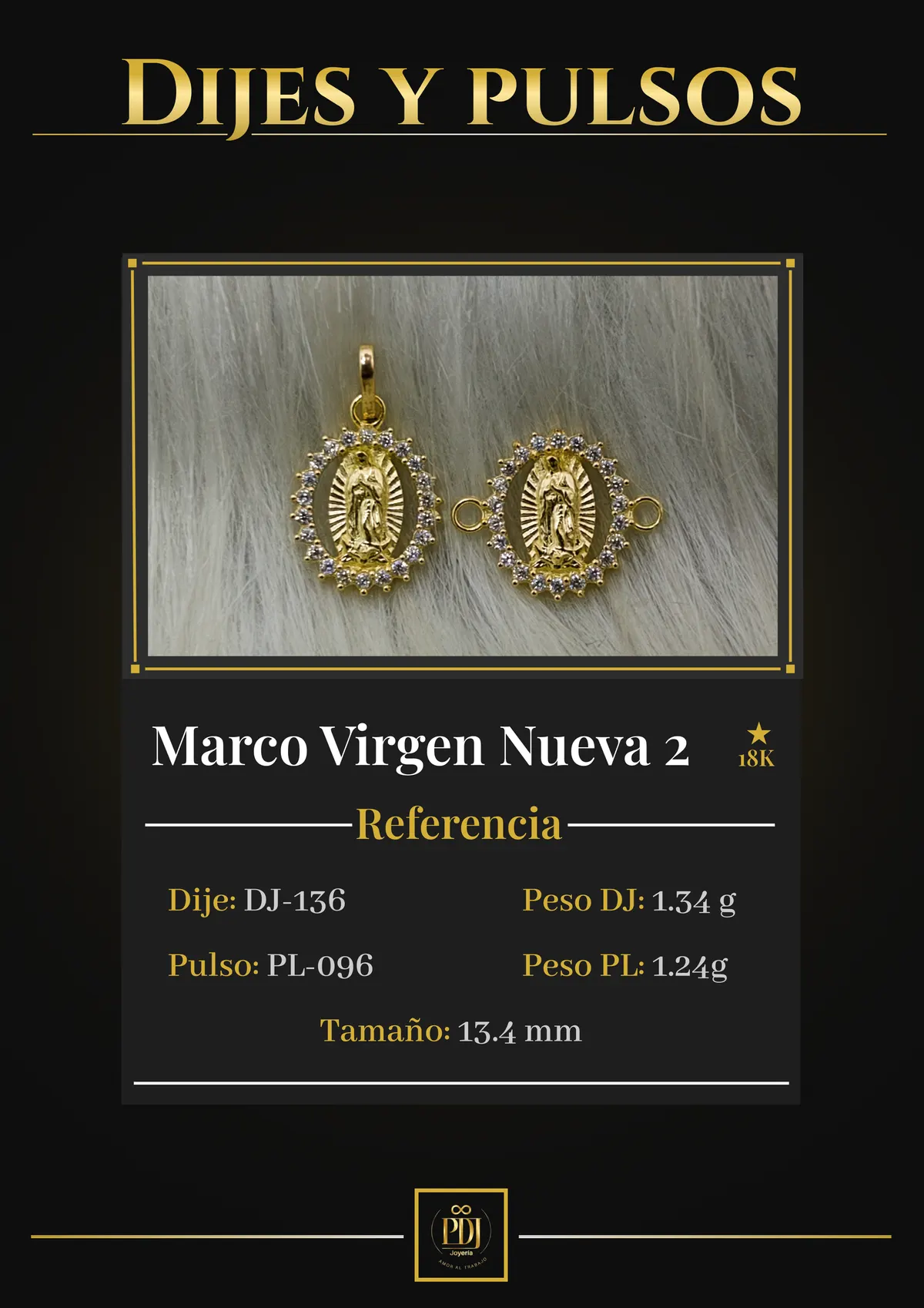 Póster de Marco Virgen Nueva 2 en oro 18K — DJ-136, PL-096