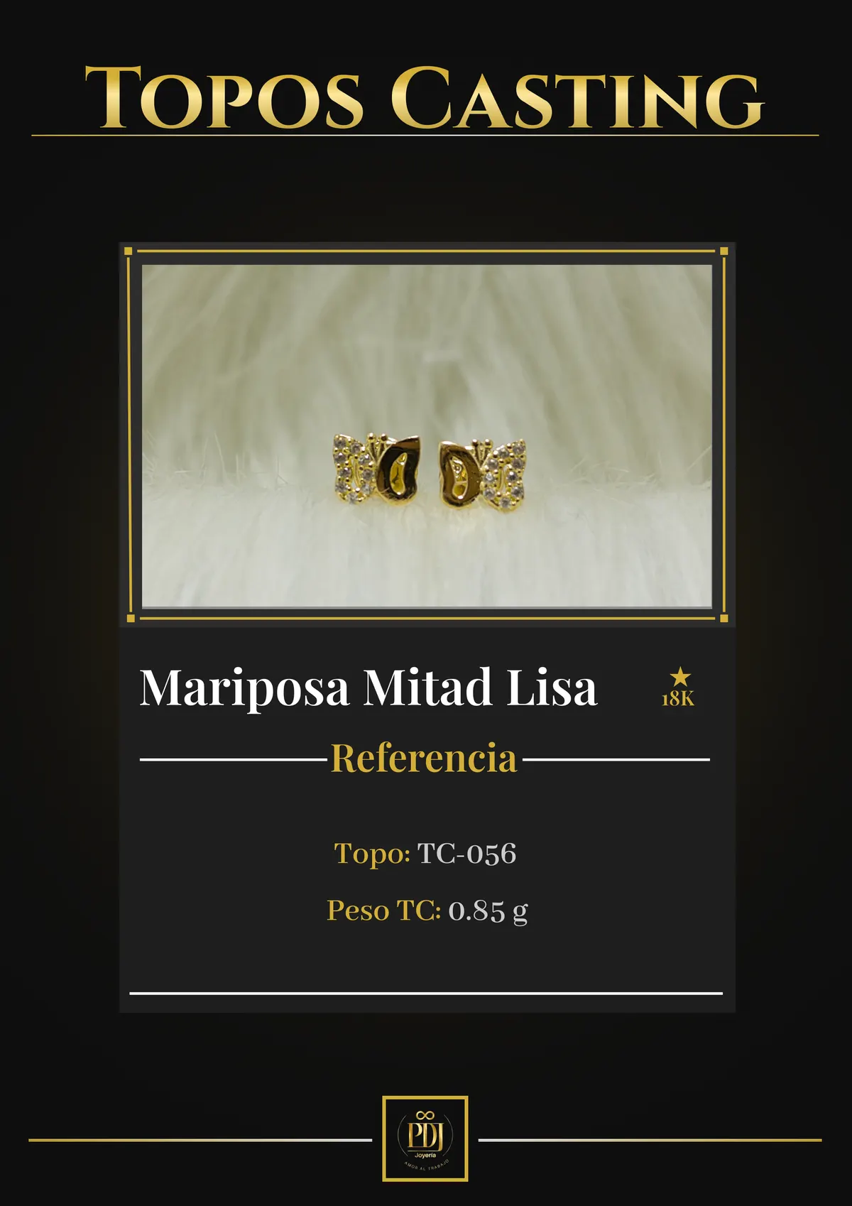 Póster de Mariposa Mitad Lisa en oro 18K — TC-056