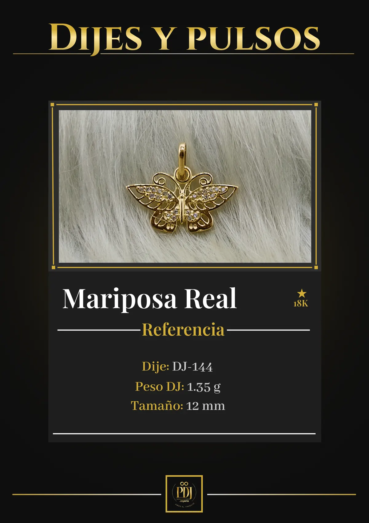 Póster de Mariposa Real en oro 18K — DJ-144