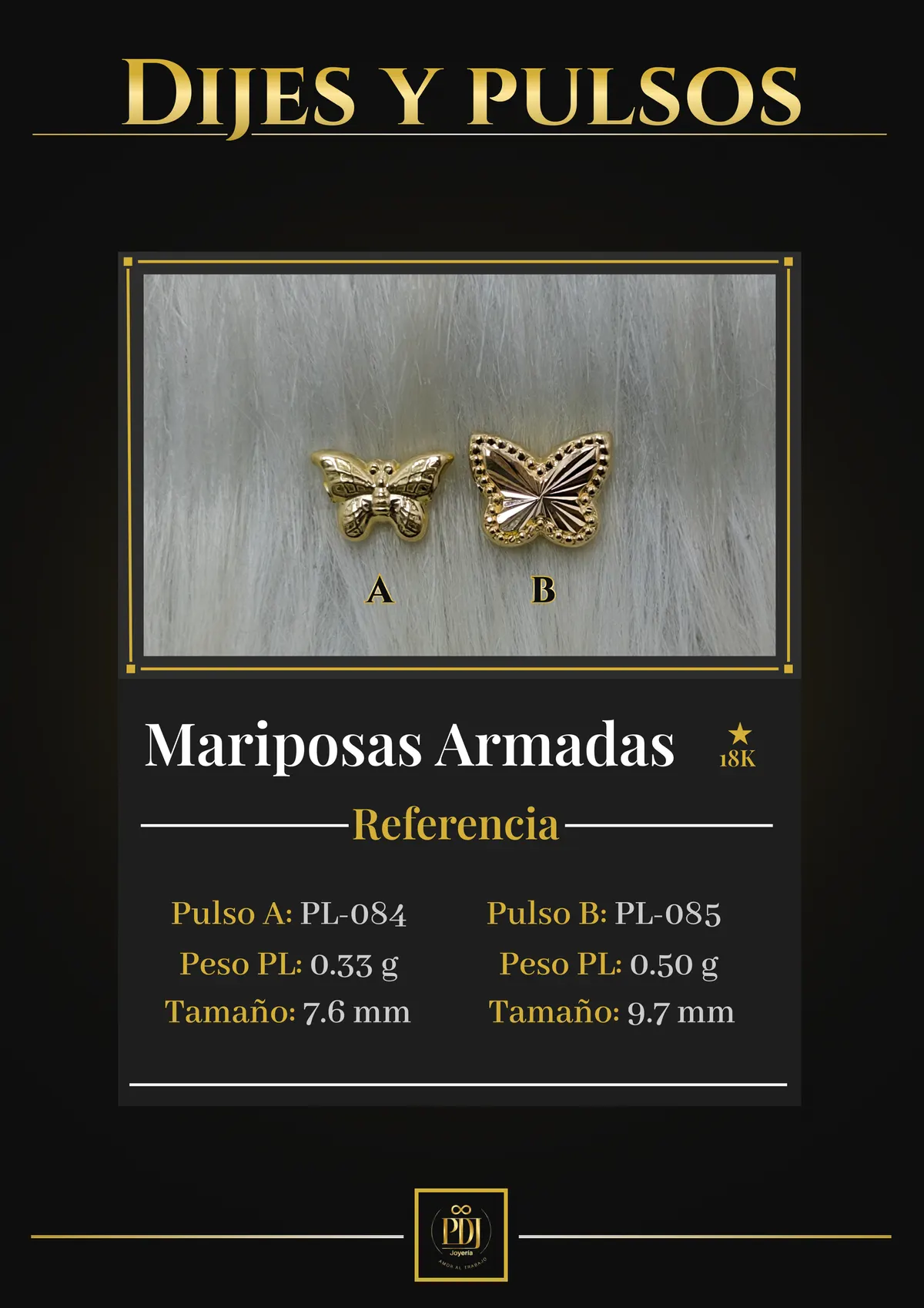 Póster de Mariposas Armadas en oro 18K — PL-084, PL-085
