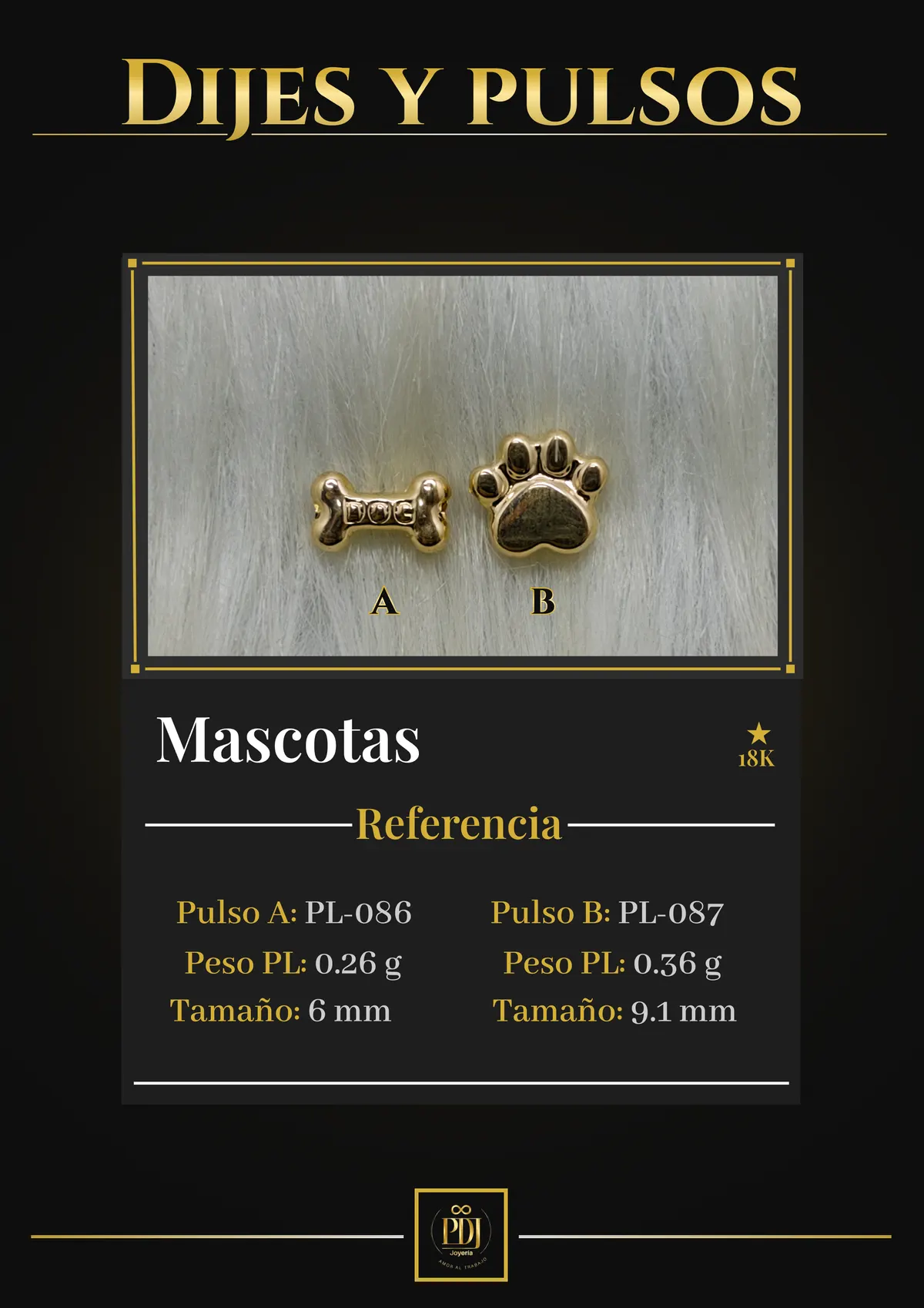 Póster de Mascotas en oro 18K — PL-086, PL-087