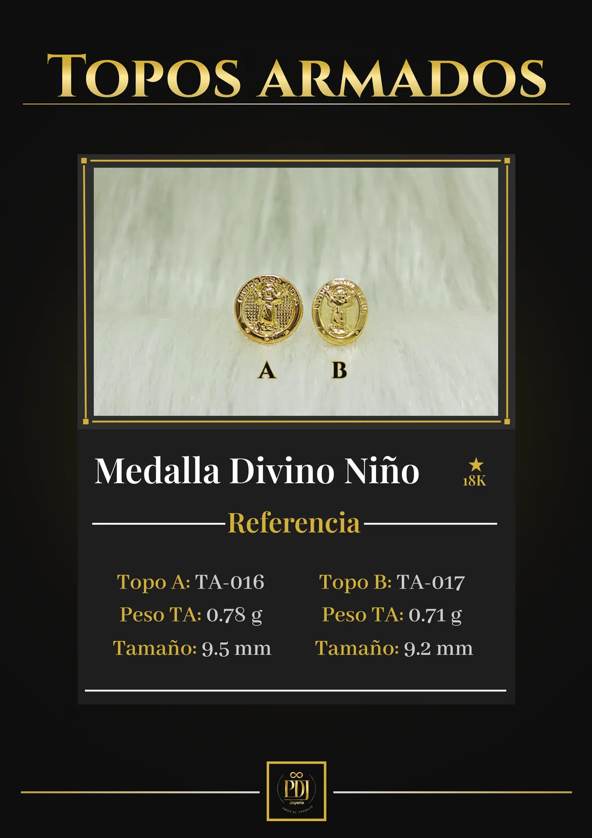 Póster de Medalla Divino Niño en oro 18K — TA-016, TA-017