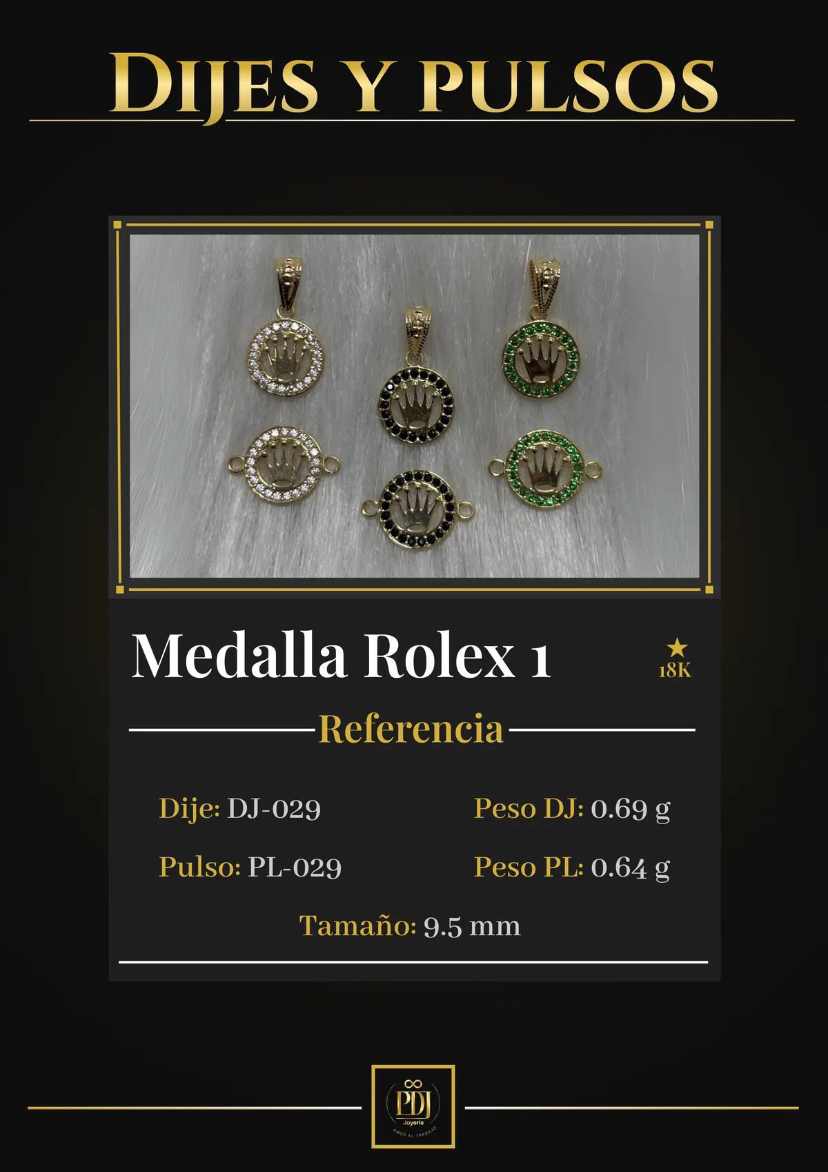 Póster de Medalla Rolex 1 en oro 18K — DJ-029, PL-029