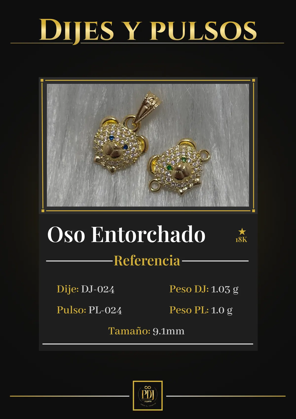 Póster de Oso Entorchado en oro 18K — DJ-024, PL-024