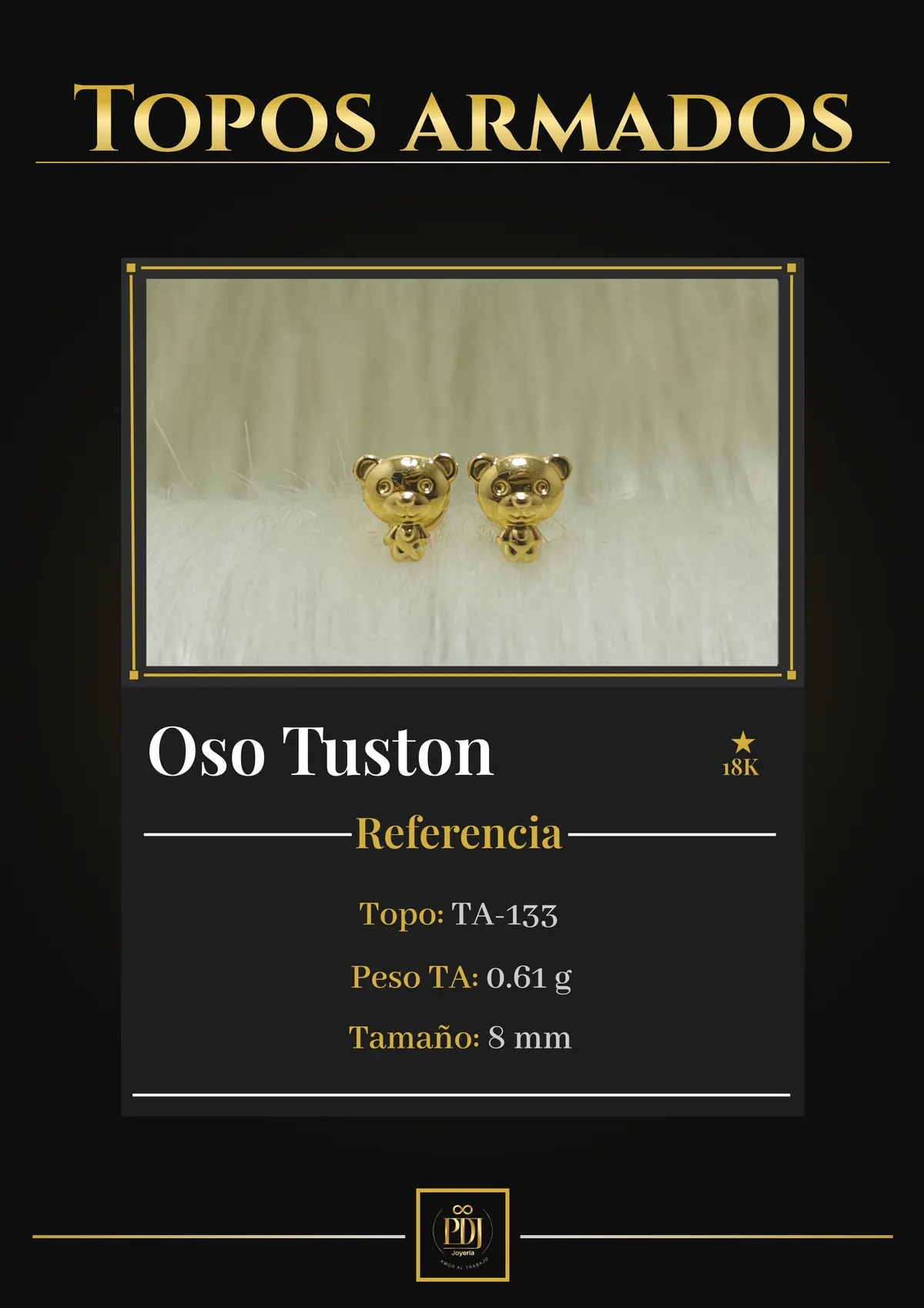 Póster de Oso Tuston en oro 18K — TA-133