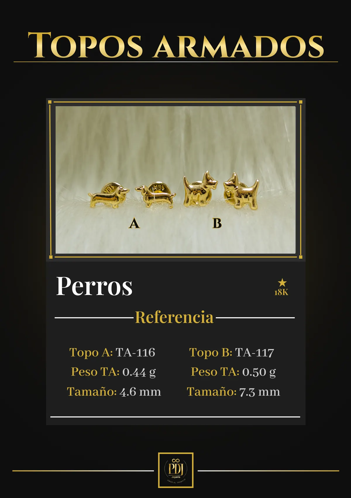 Póster de Perros en oro 18K — TA-116, TA-117