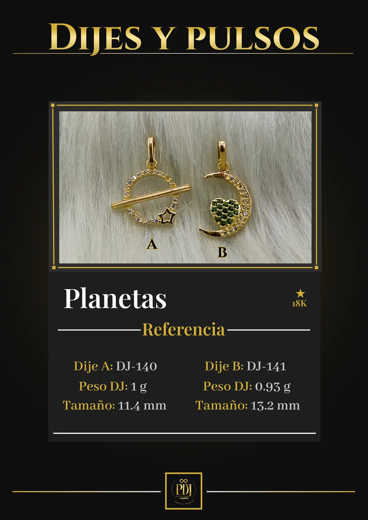 Póster de Planetas en oro 18K — DJ-140, DJ-141