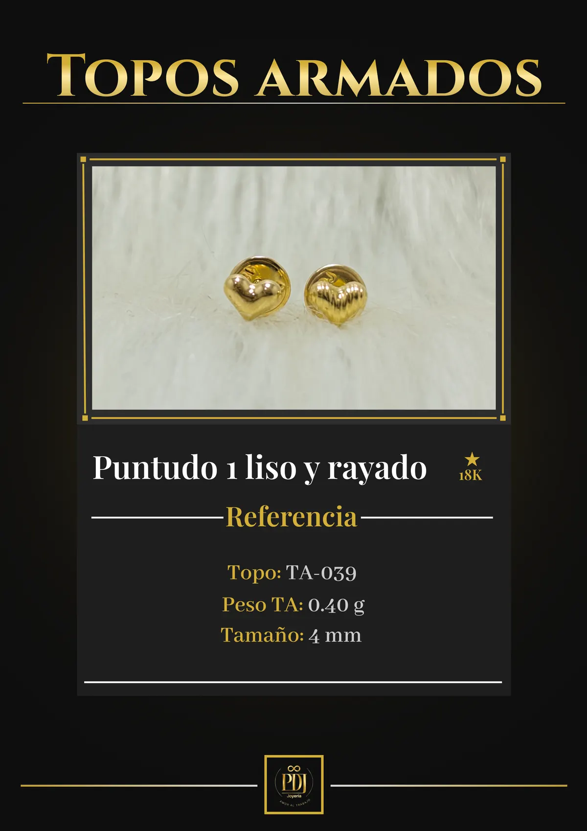 Póster de Puntudo 1 liso y rayado en oro 18K — TA-039