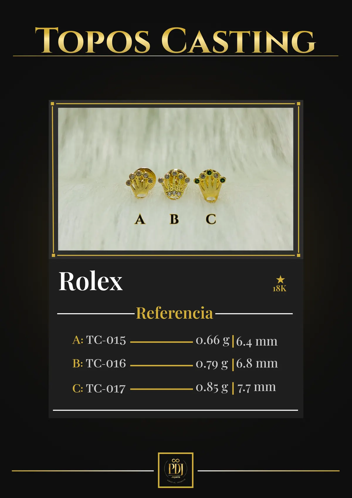 Póster de Rolex en oro 18K — TC-015, TC-016, TC-017