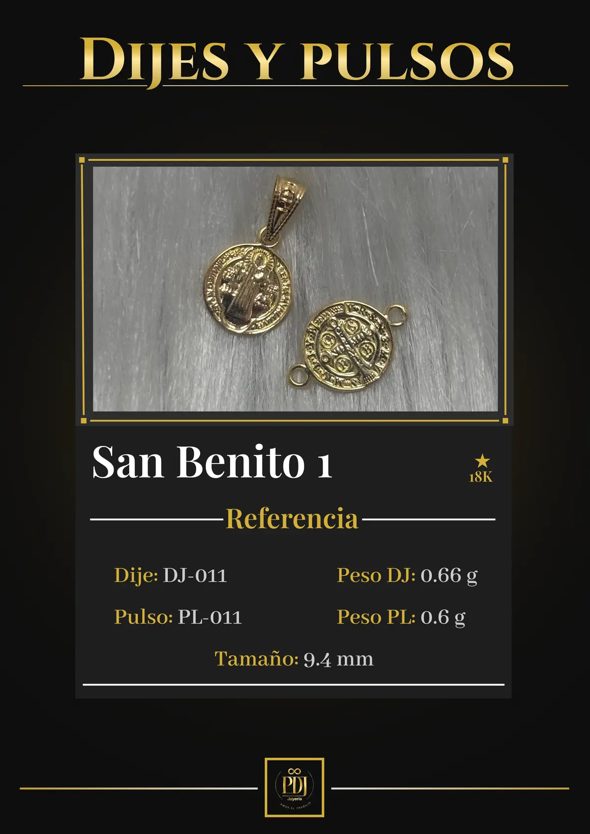 Póster de San Benito 1 en oro 18K — DJ-011, PL-011
