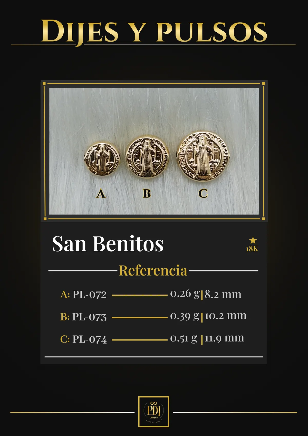 Póster de San Benitos en oro 18K — PL-072, PL-073, PL-074