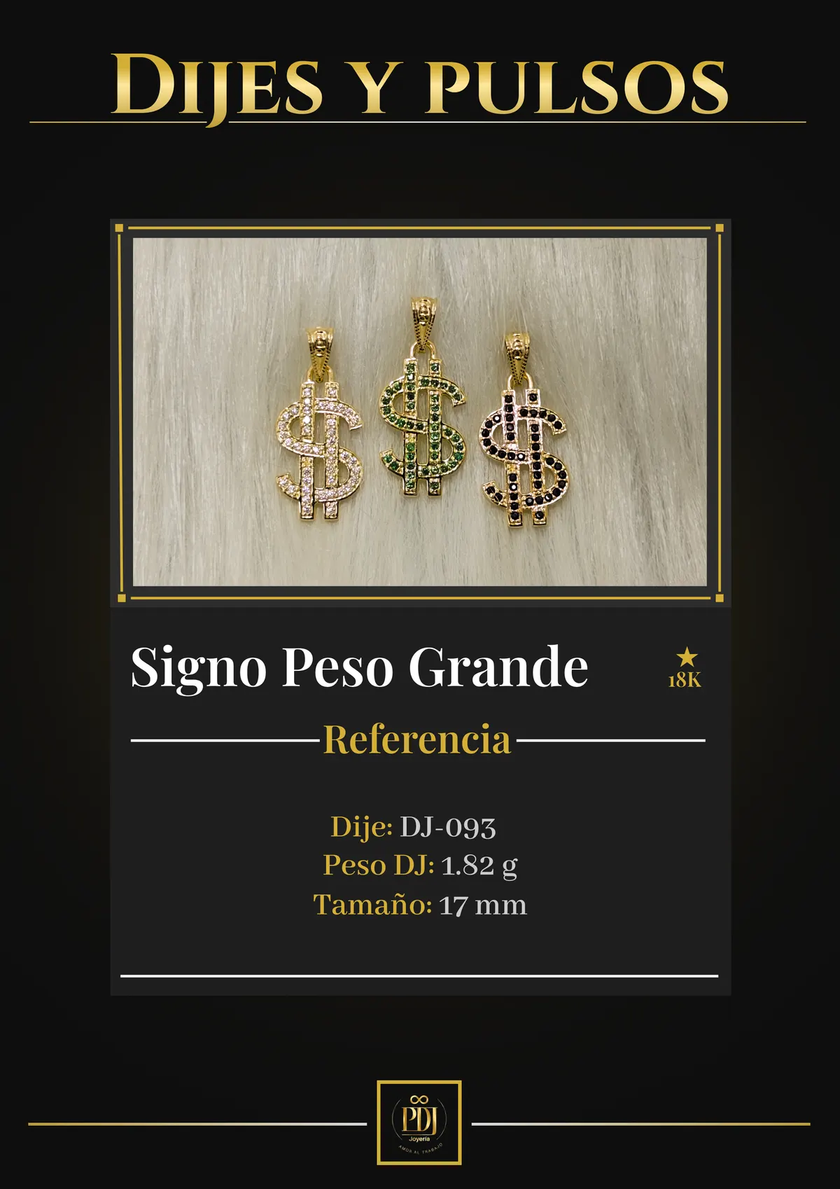 Póster de Signo Peso Grande en oro 18K — DJ-093