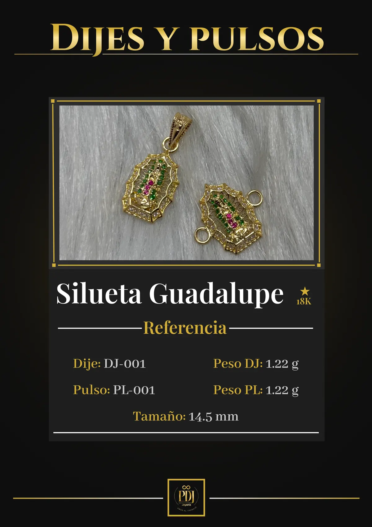 Póster de Silueta Guadalupe en oro 18K — DJ-001, PL-001