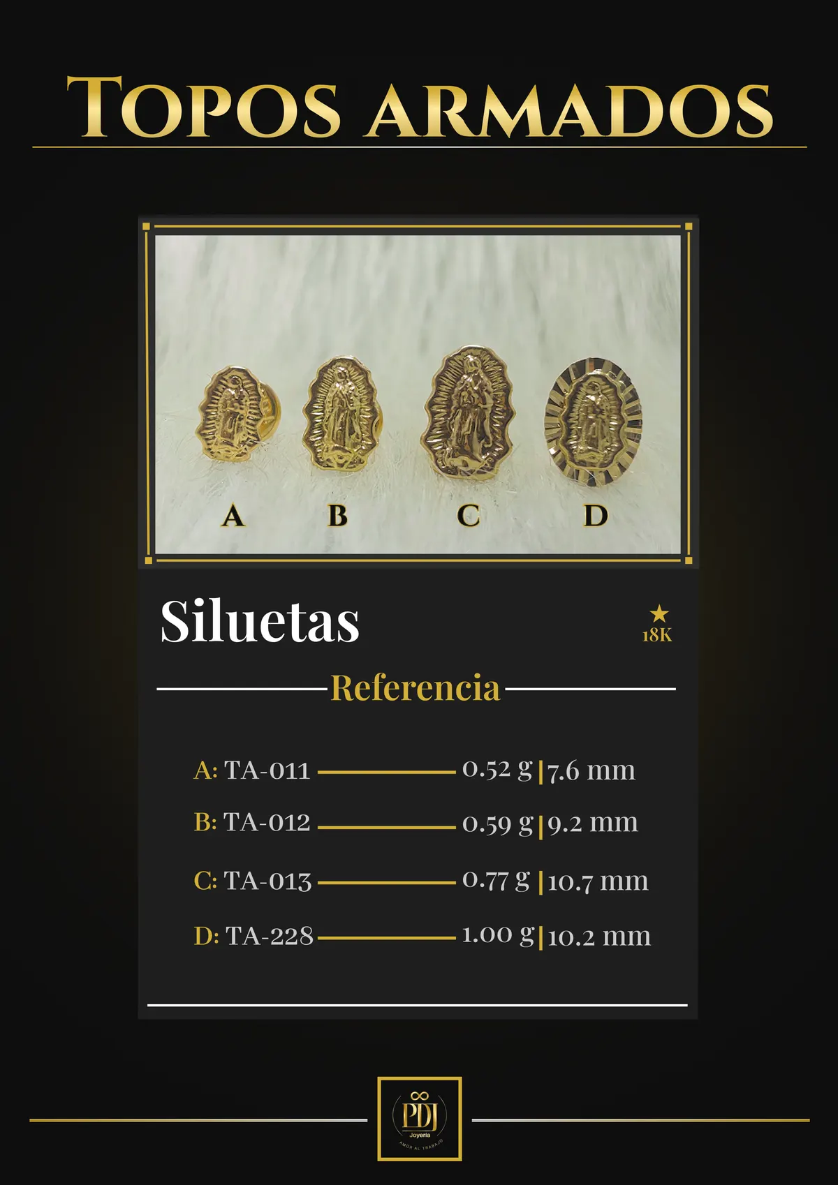Póster de Siluetas en oro 18K — TA-011, TA-012, TA-013, TA-228