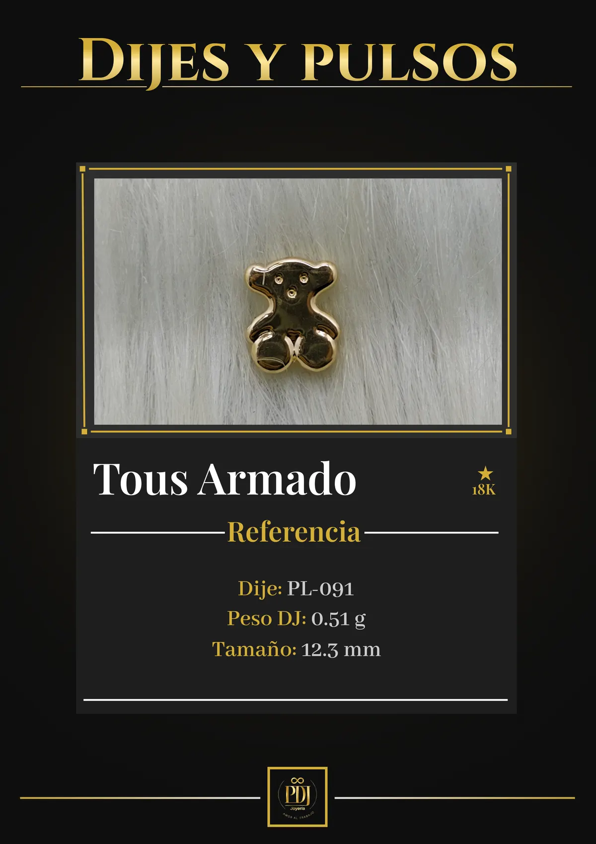Póster de Tous Armado en oro 18K — PL-078, PL-091