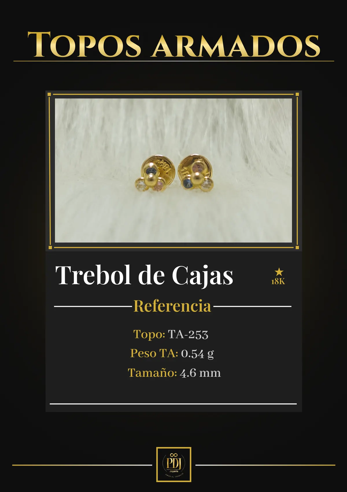Póster de Trebol de Cajas en oro 18K — TA-253