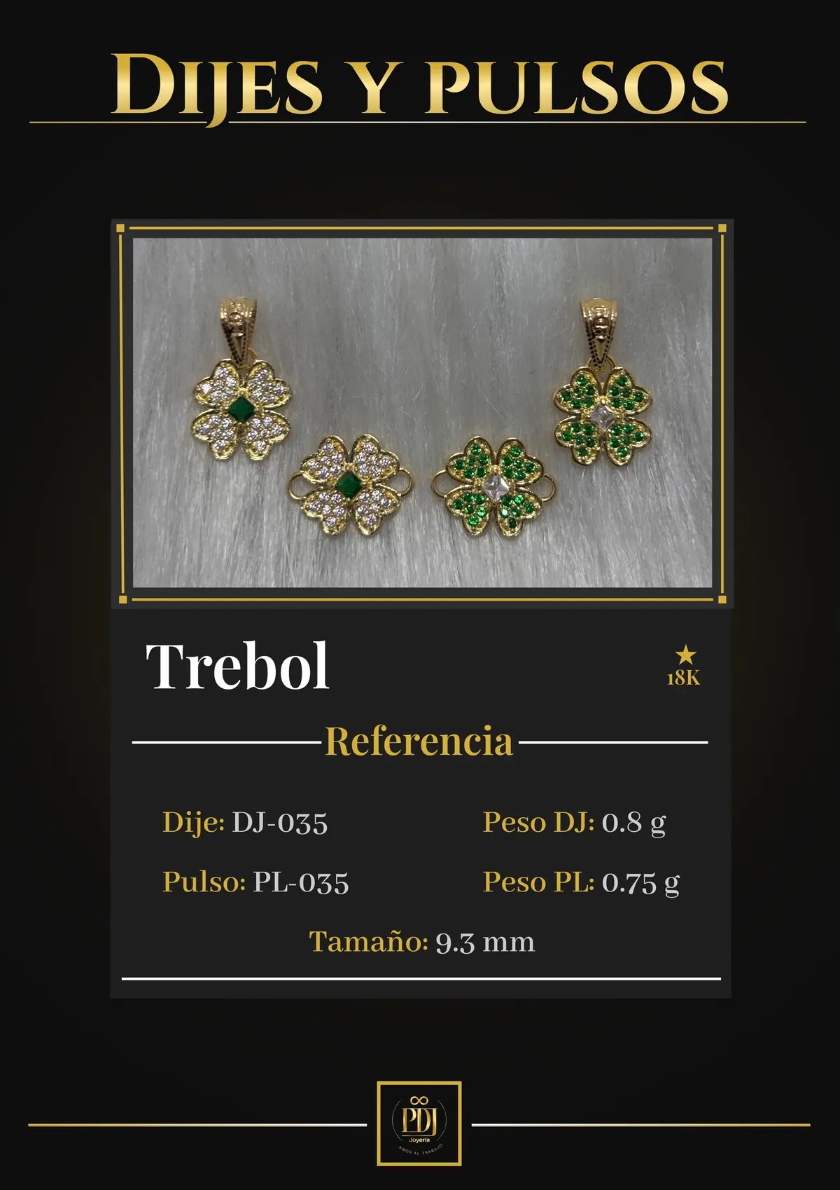 Póster de Trebol en oro 18K — DJ-035, PL-035