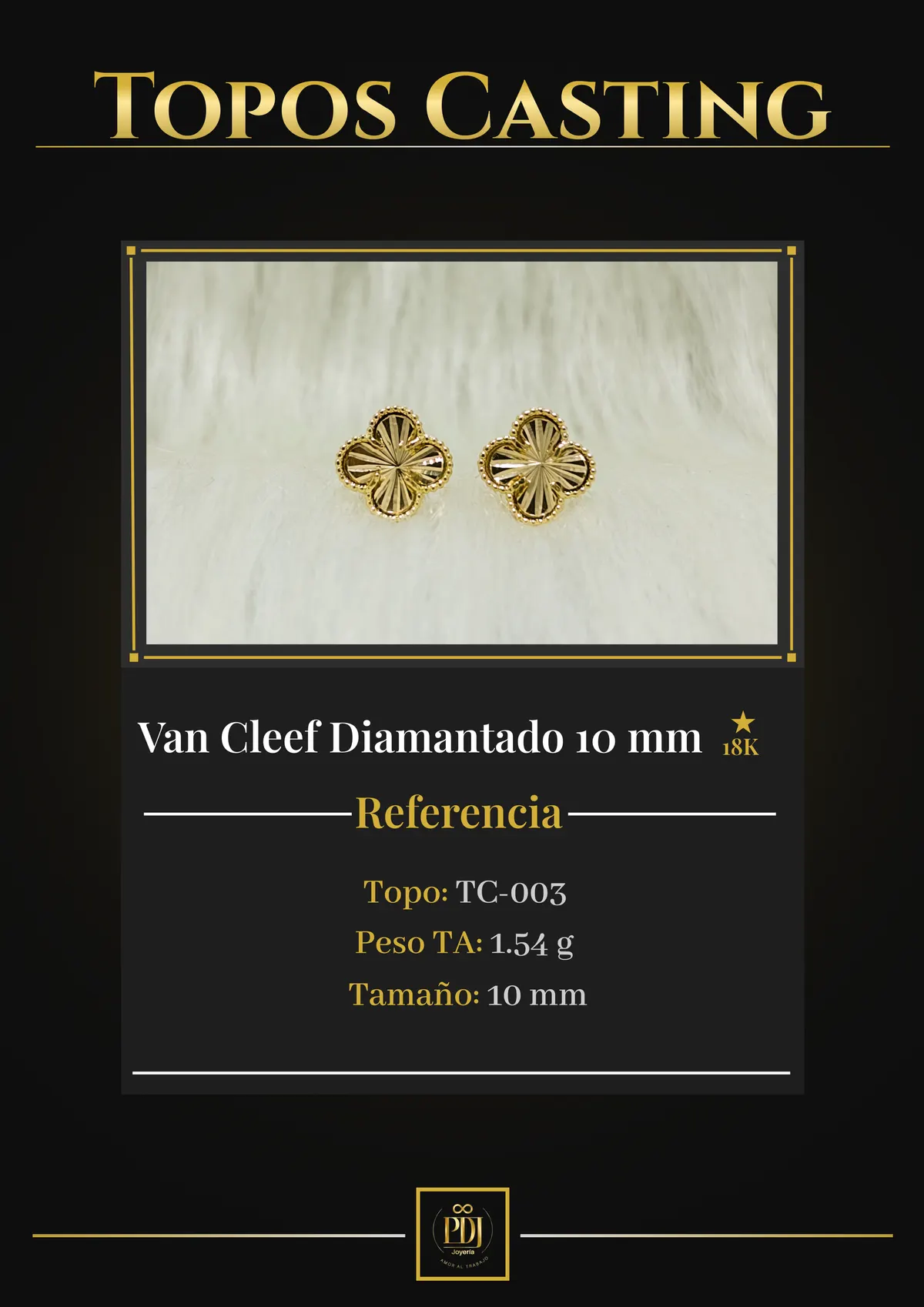 Póster de Van Cleef Diamantado 10 mm en oro 18K — TC-003