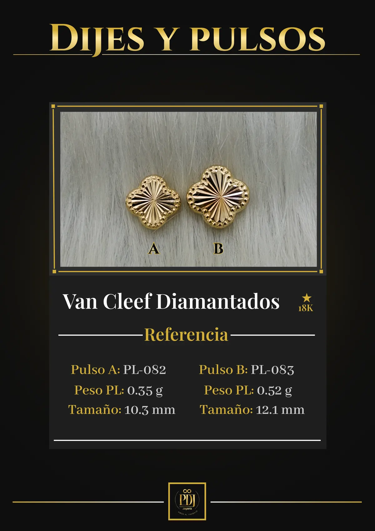Póster de Van Cleef Diamantados en oro 18K — PL-082, PL-083