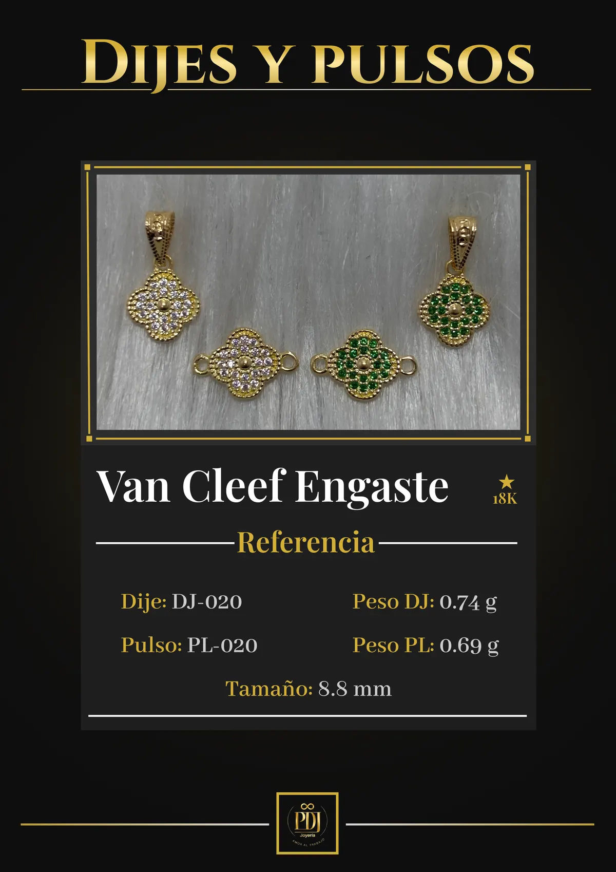 Póster de Van Cleef Engaste en oro 18K — DJ-020, PL-020