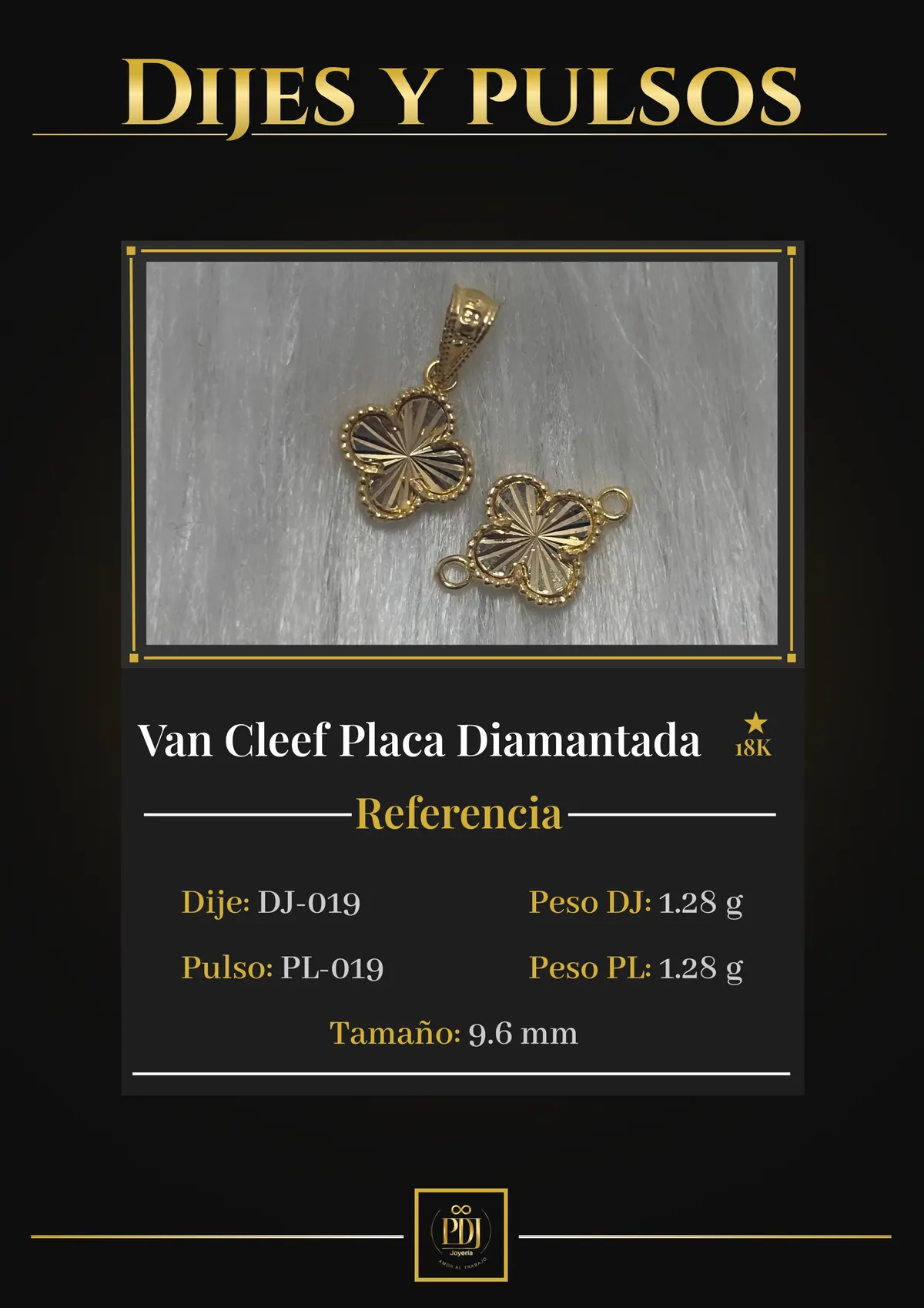 Póster de Van Cleef Placa Diamantada en oro 18K — DJ-019, PL-019