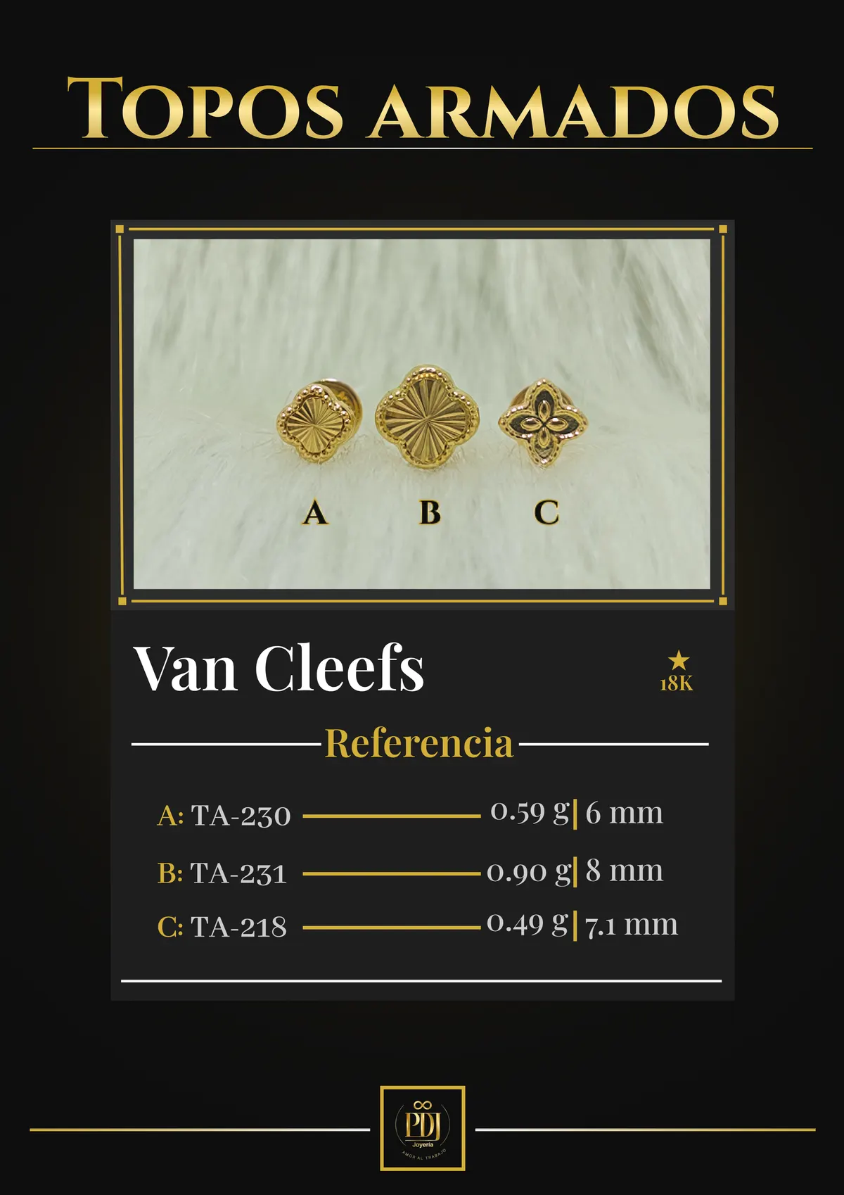 Póster de Van Cleefs en oro 18K — TA-230, TA-231, TA-218