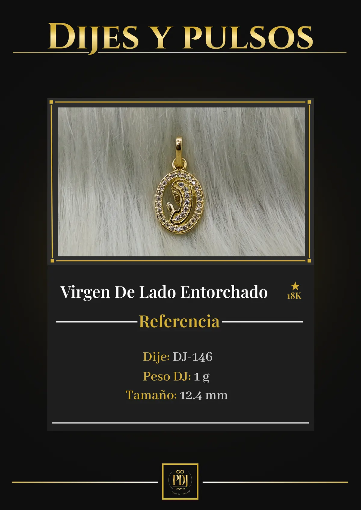 Póster de Virgen De Lado Entorchado en oro 18K — DJ-146