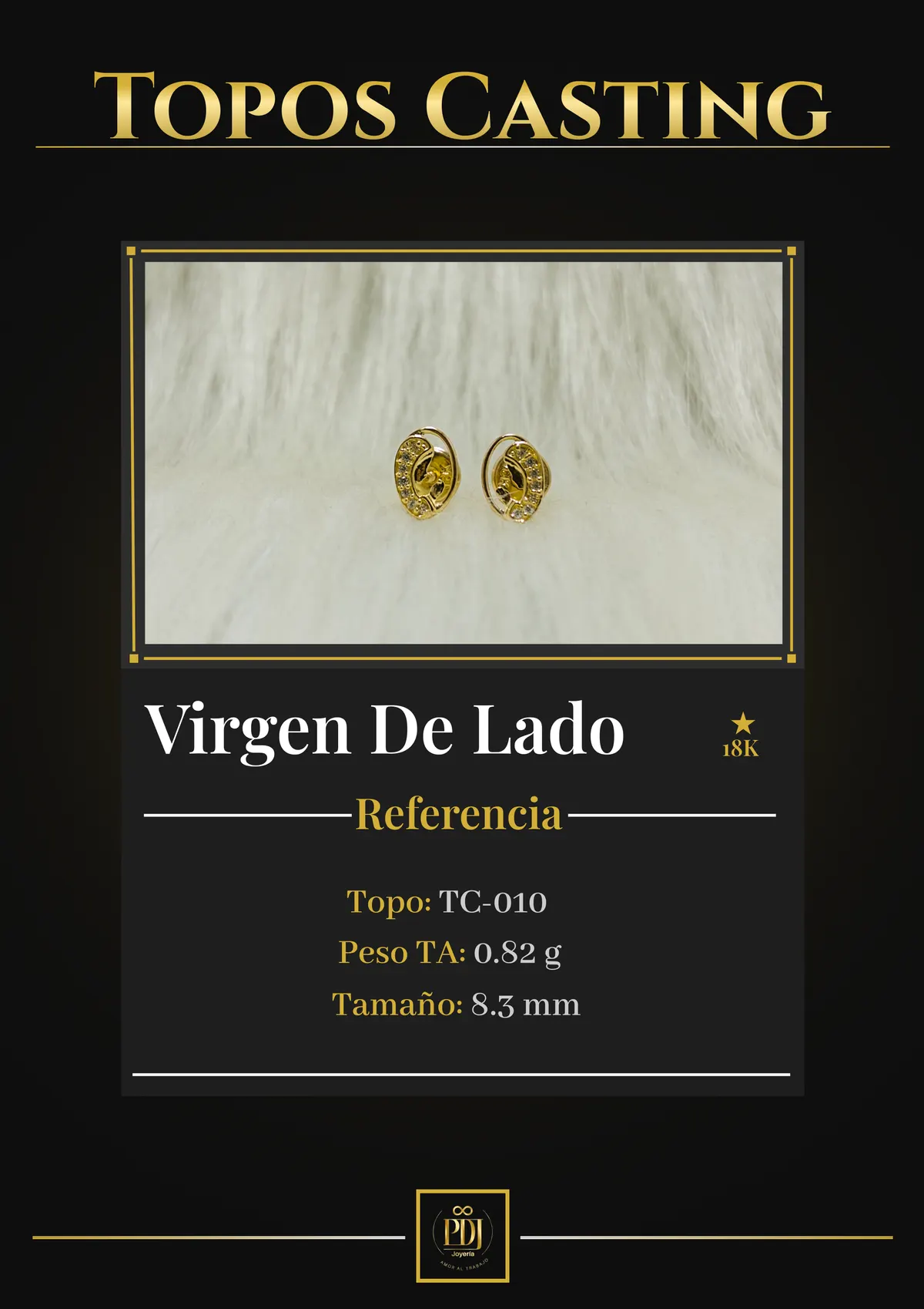 Póster de Virgen De Lado en oro 18K — TC-010