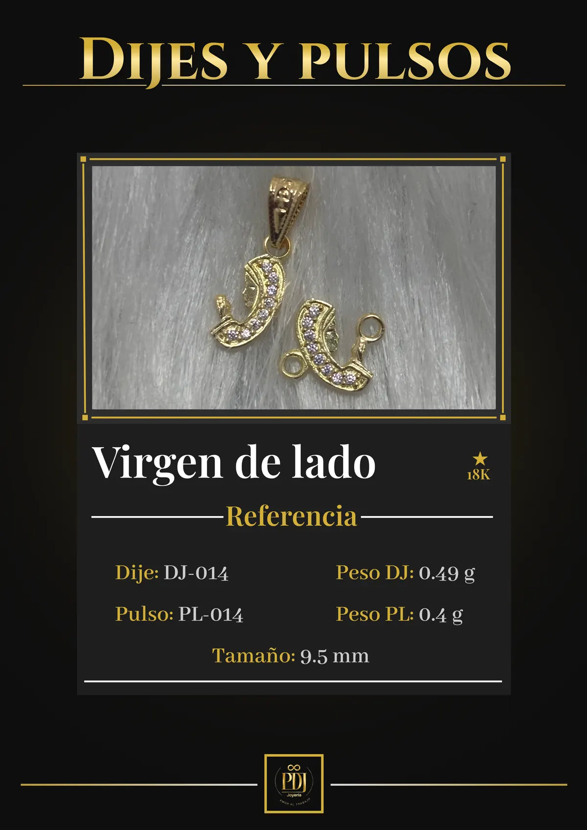 Póster de Virgen de lado en oro 18K — DJ-014, PL-014