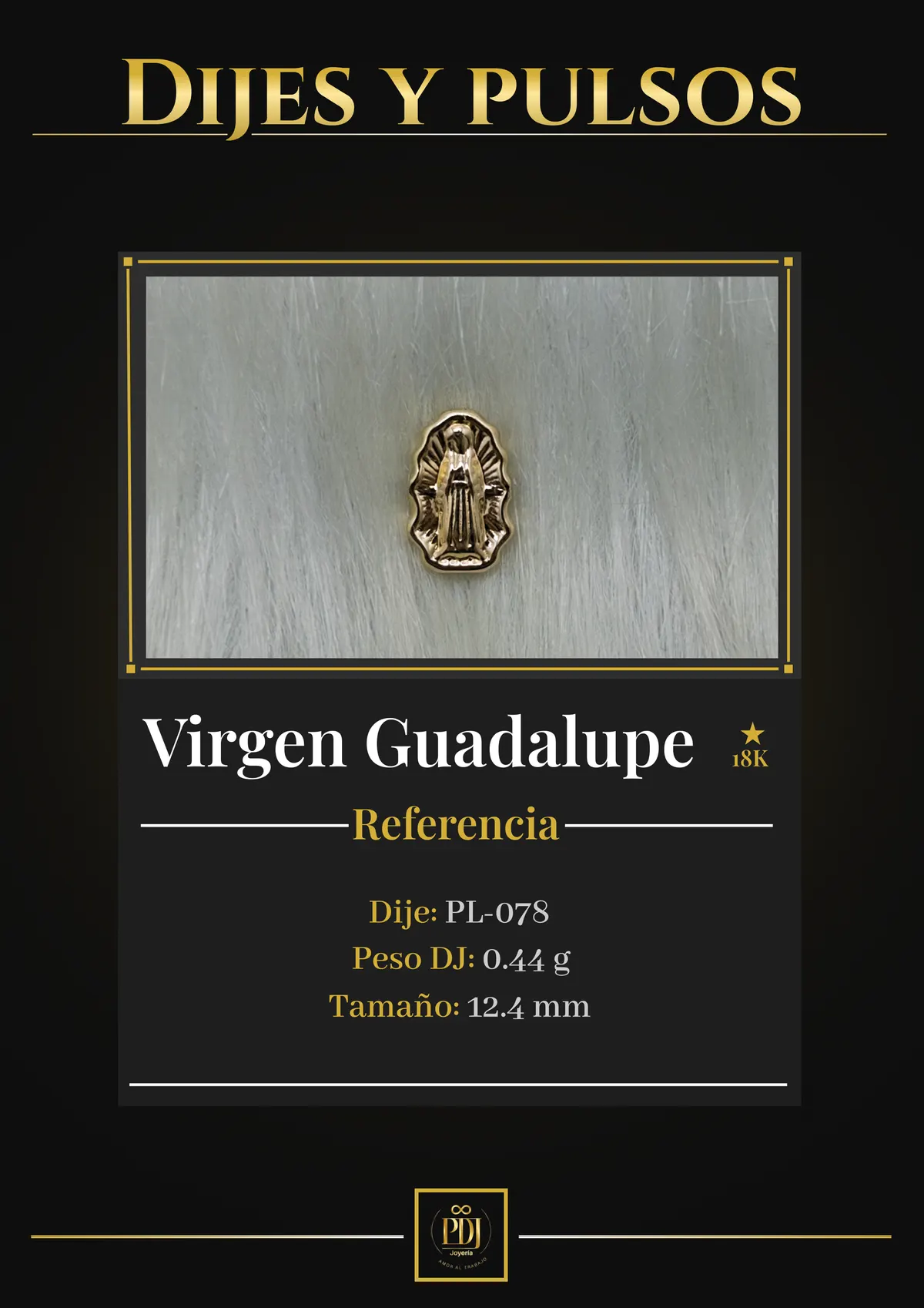 Póster de Virgen Guadalupe en oro 18K — PL-078