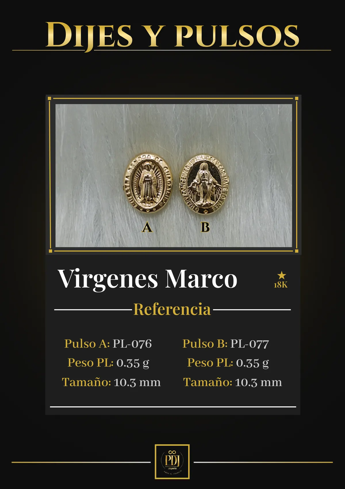 Póster de Virgenes Marco en oro 18K — PL-076, PL-077